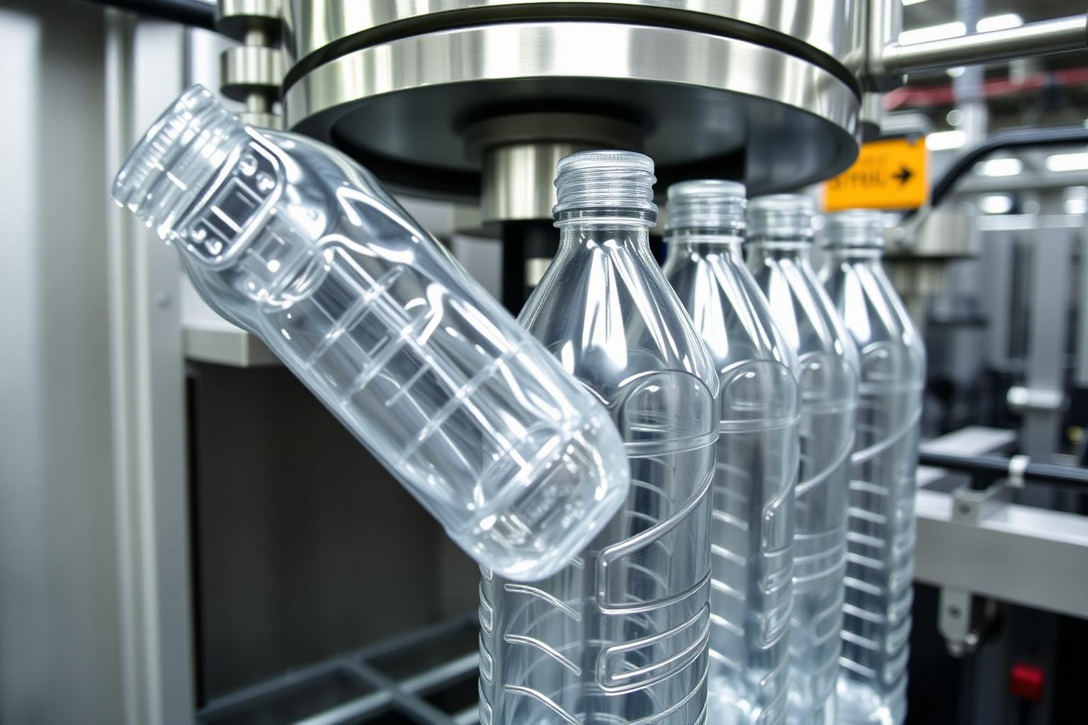 Bouteilles soufflées sortant de la machine